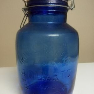 Beautiful antique aqua blue Mason jar/cookie jar